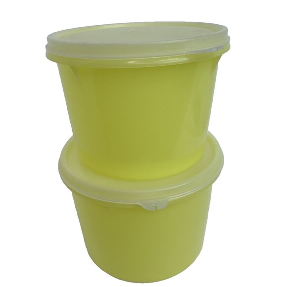 Vintage TUPPERWARE Yellow Storing Containers/ Canister Set #263 &264 With Lids - Picture 2 of 12